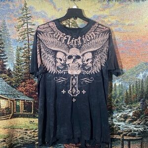 Affliction Men's Black Skull Graphic Tee